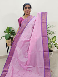 Pink with Dark Purple cum Blue Pallu Chinnalampattu Small Border Saree