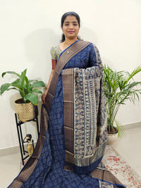 Pure Chanderi Butter Silk - Navy Blue