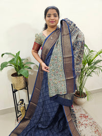 Pure Chanderi Butter Silk - Navy Blue