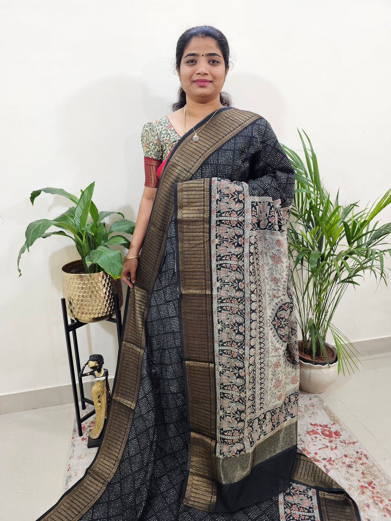 Pure Chanderi Butter Silk - Black