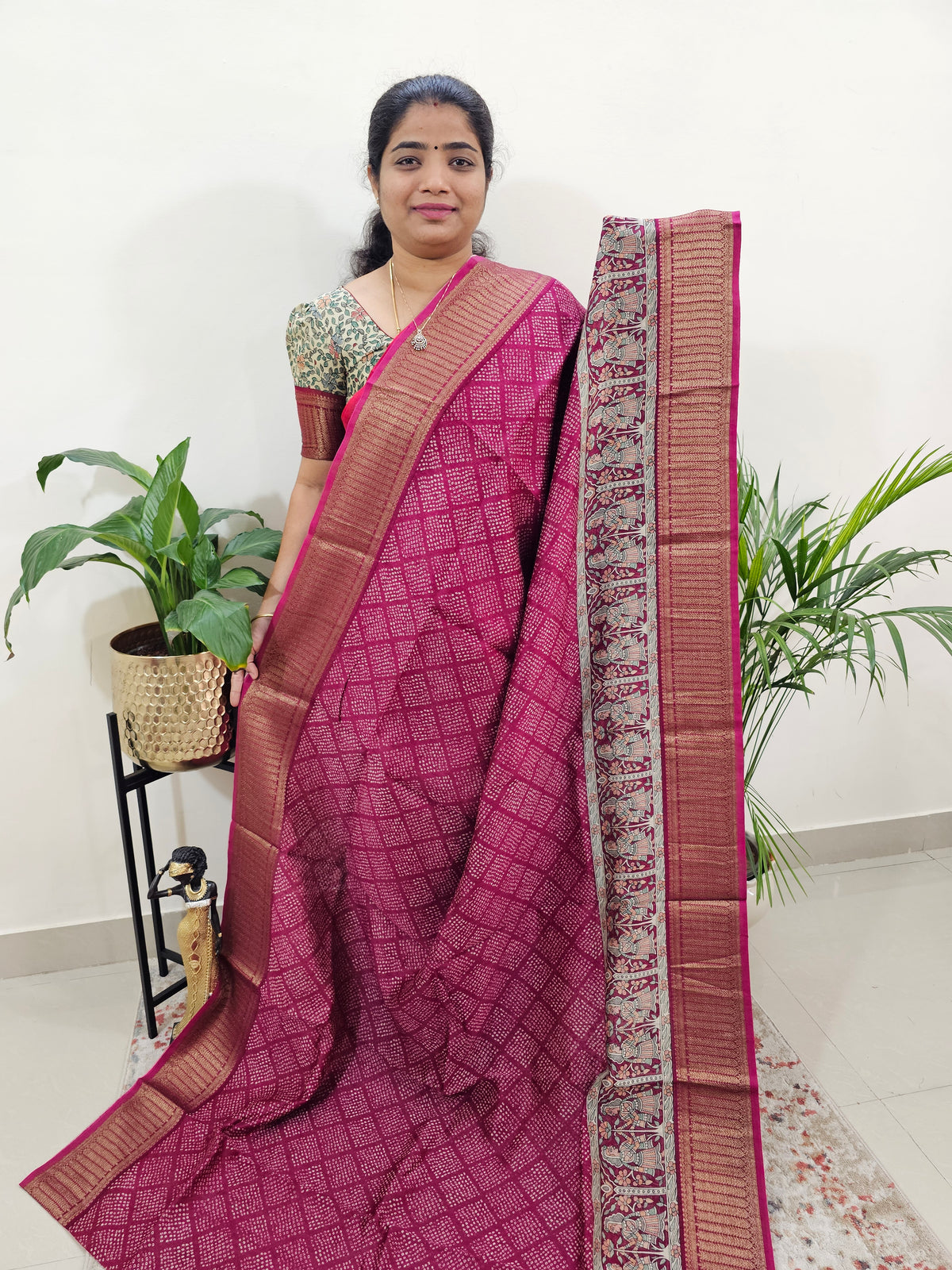 Pure Chanderi Butter Silk - Magenta Pink