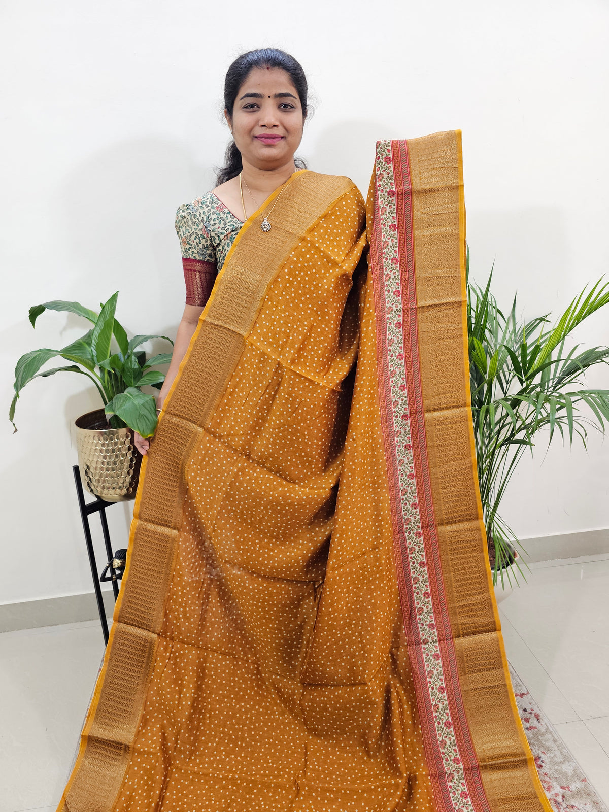 Pure Chanderi Butter Silk - Mustard Yellow