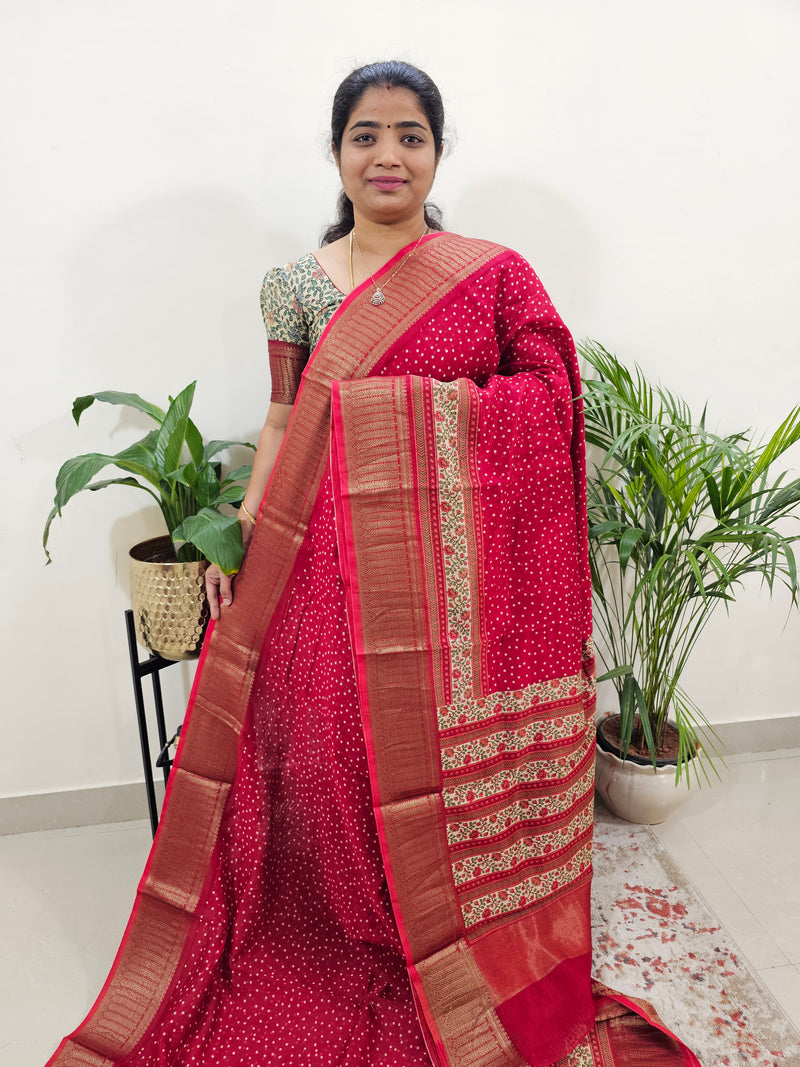 Pure Chanderi Butter Silk - Red