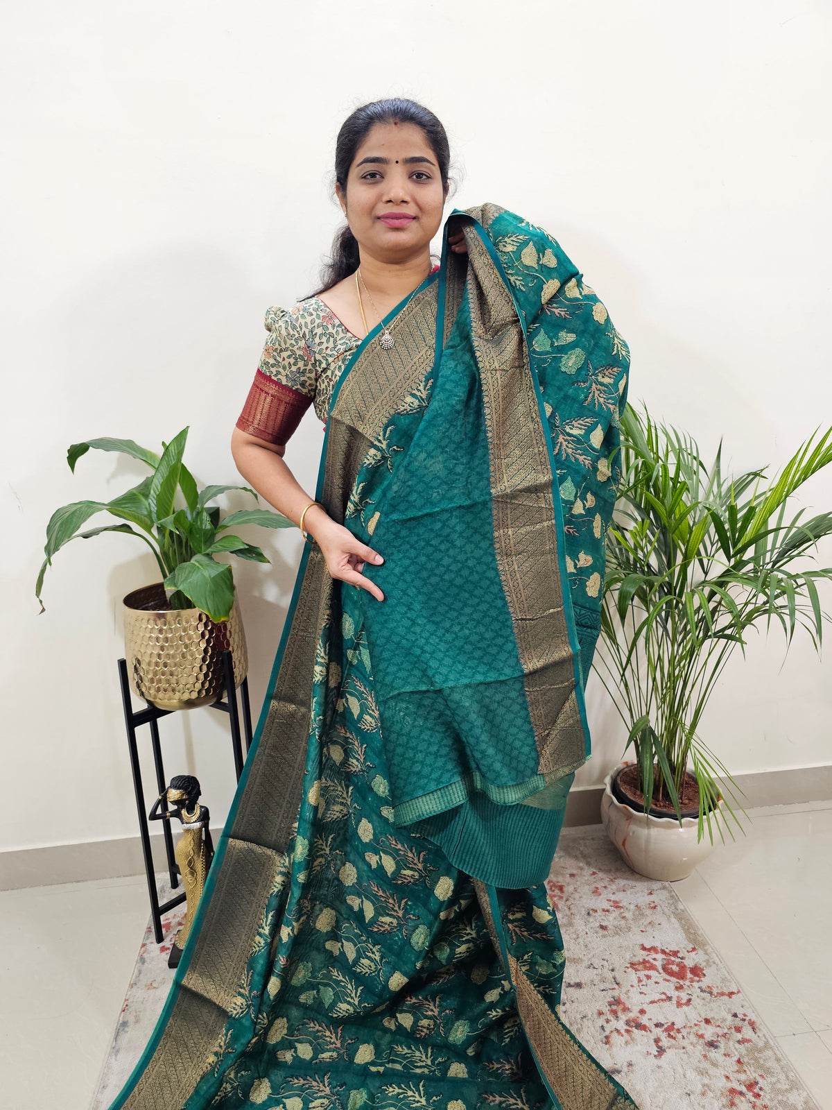 Pure Chanderi Butter Silk - Dark Green