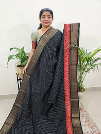 Pure Chanderi Butter Silk - Black with Red