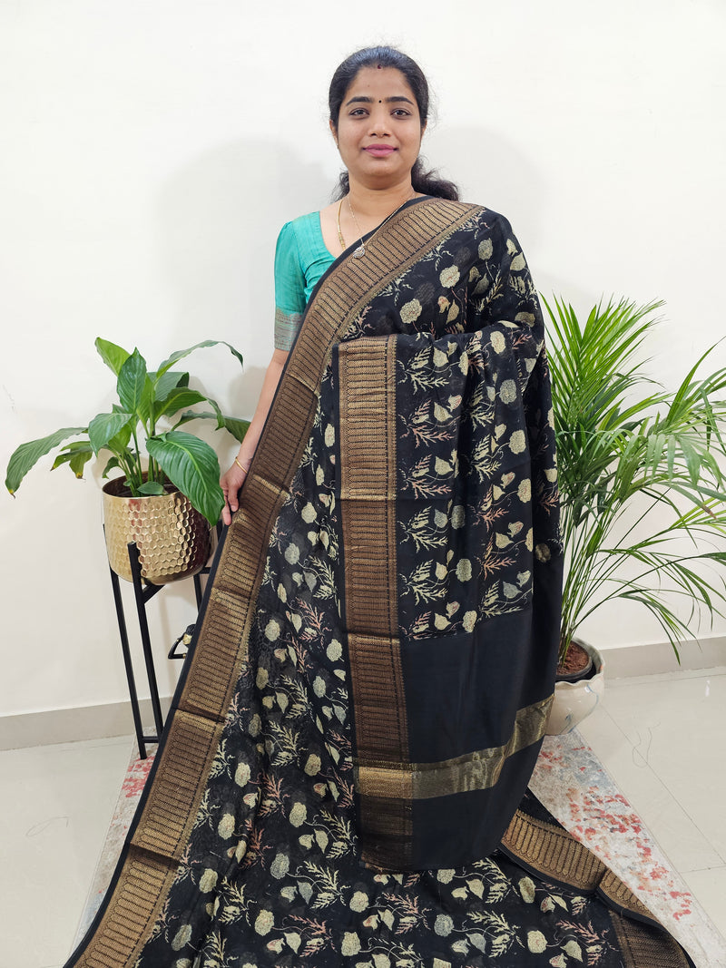 Pure Chanderi Butter Silk - Black