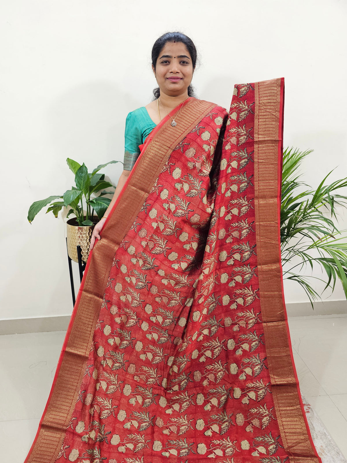 Pure Chanderi Butter Silk - Red