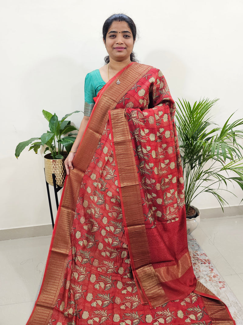 Pure Chanderi Butter Silk - Red