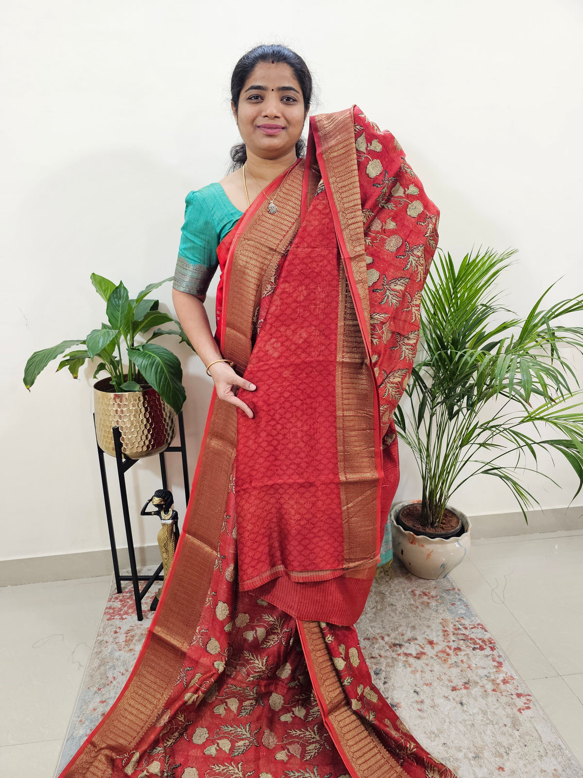 Pure Chanderi Butter Silk - Red