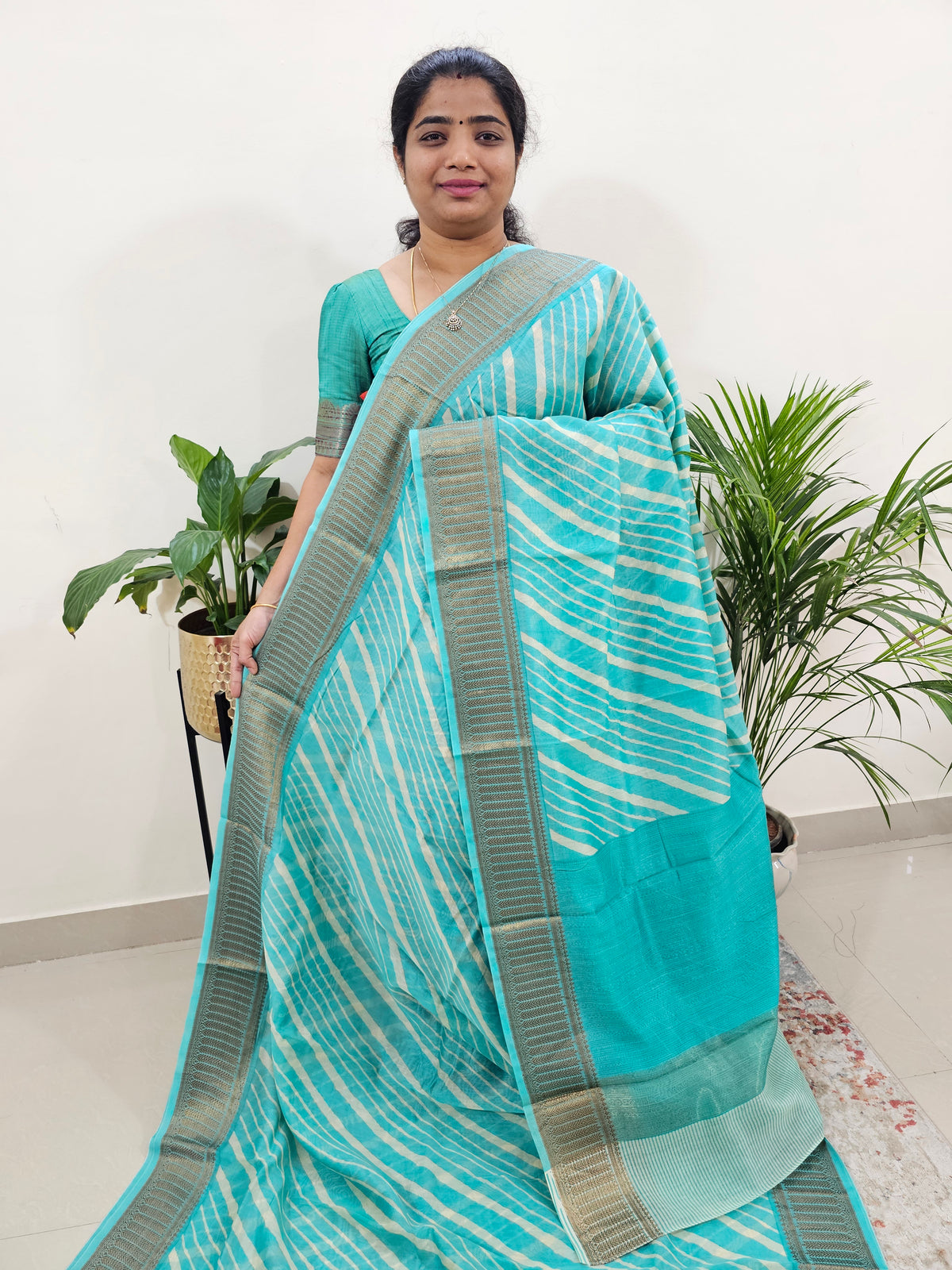 Pure Chanderi Butter Silk - Sea Blue