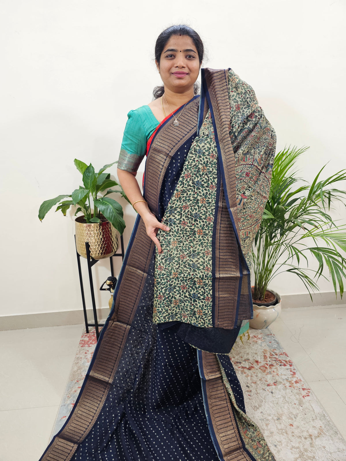 Pure Chanderi Butter Silk - Dark Blue