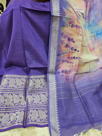 Mangalagiri Pattu Unstitched Suit - Violet