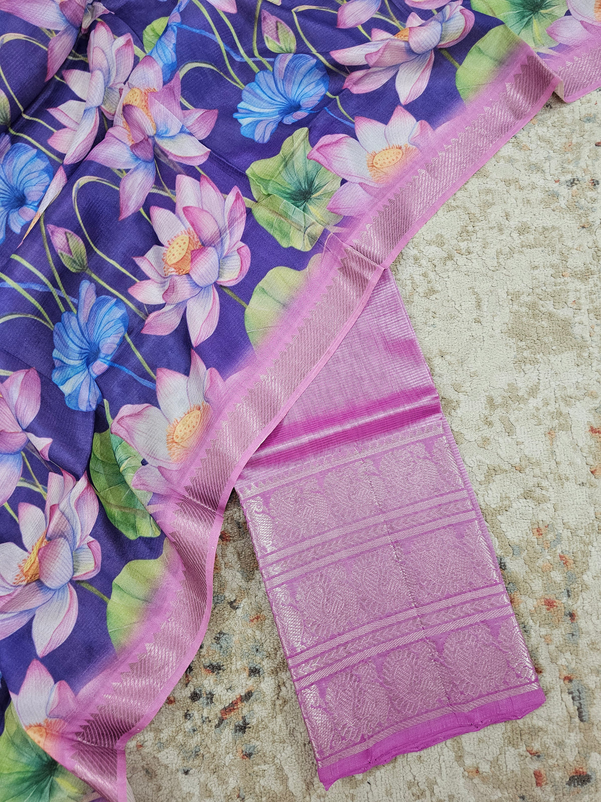 Mangalagiri Pattu Unstitched Suit - Pink