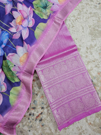 Mangalagiri Pattu Unstitched Suit - Pink