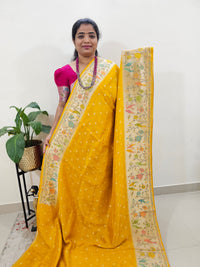 Premium Jute Blend Tussar with Paithani Weaving Border - Yellow