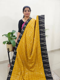 Soft Tussar by Cotton Checks - Yellow with Black