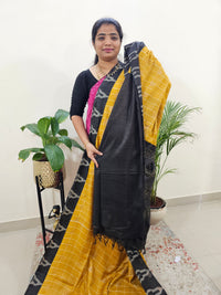 Soft Tussar by Cotton Checks - Yellow with Black