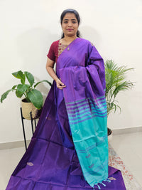 Purple with Sea Green Border Chinnalampattu Saree with Blouse