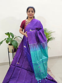 Purple with Sea Green Border Chinnalampattu Saree with Blouse