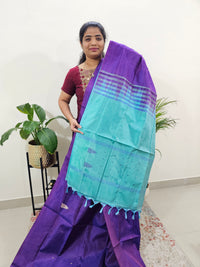 Purple with Sea Green Border Chinnalampattu Saree with Blouse