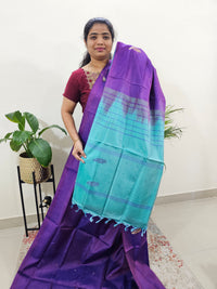 Purple with Sea Green Border Chinnalampattu Saree with Blouse