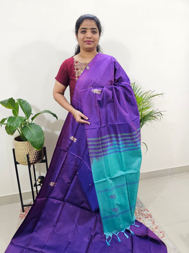 Purple with Sea Green Border Chinnalampattu Saree with Blouse