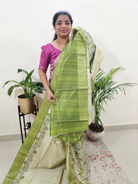 Semi Ghicha Floral Printed Saree - Green