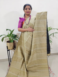 Raw Silk Saree - Beige with Black