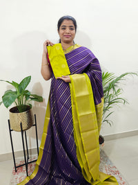 Semi Tussar Georgette with Zari Woven Saree Border - Purple with Green