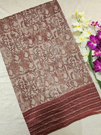 Chanderi Saree with Katha  - Brown