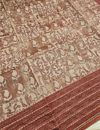 Chanderi Saree with Katha  - Brown