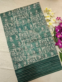 Chanderi Saree with Katha  - Green