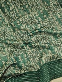 Chanderi Saree with Katha  - Green