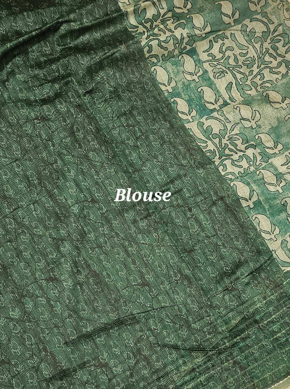 Chanderi Saree with Katha  - Green