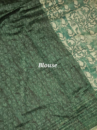 Chanderi Saree with Katha  - Green