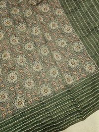 Chanderi Saree with Katha  - Green