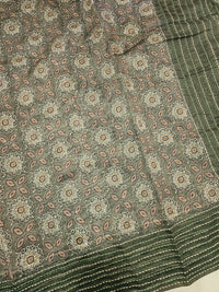 Chanderi Saree with Katha  - Green