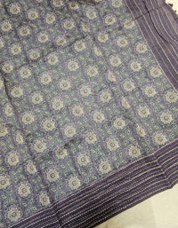 Chanderi Saree with Katha  - Violet