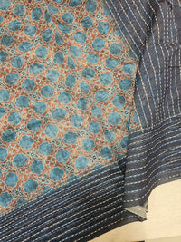 Chanderi Saree with Katha  - Blue