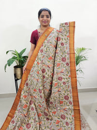 Semi Tussar with Digital Print Saree -Beige with Brown