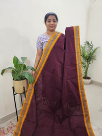 Kanchi Cotton Saree - Dark Maroon