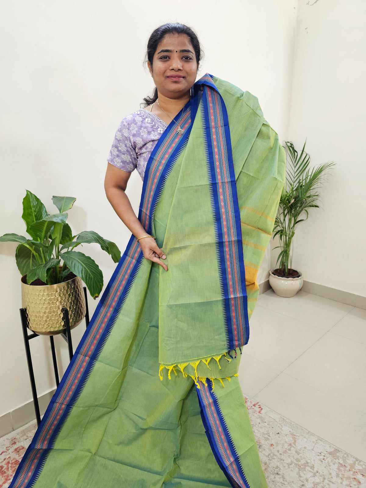 Kanchi Cotton Saree - Green