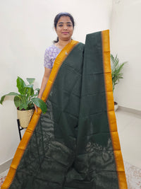 Kanchi Cotton Saree - Green with Yellow