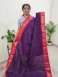 Kanchi Cotton Saree - Purple with Magenta Pink