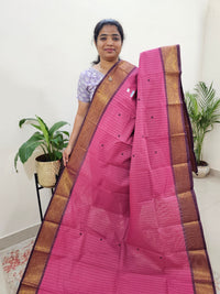 Kanchi Cotton Saree - Dark Pink