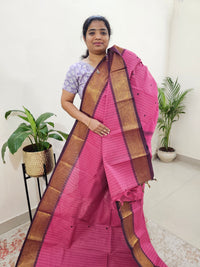 Kanchi Cotton Saree - Dark Pink