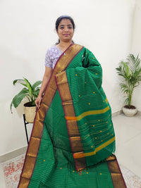 Kanchi Cotton Saree - Dark Green