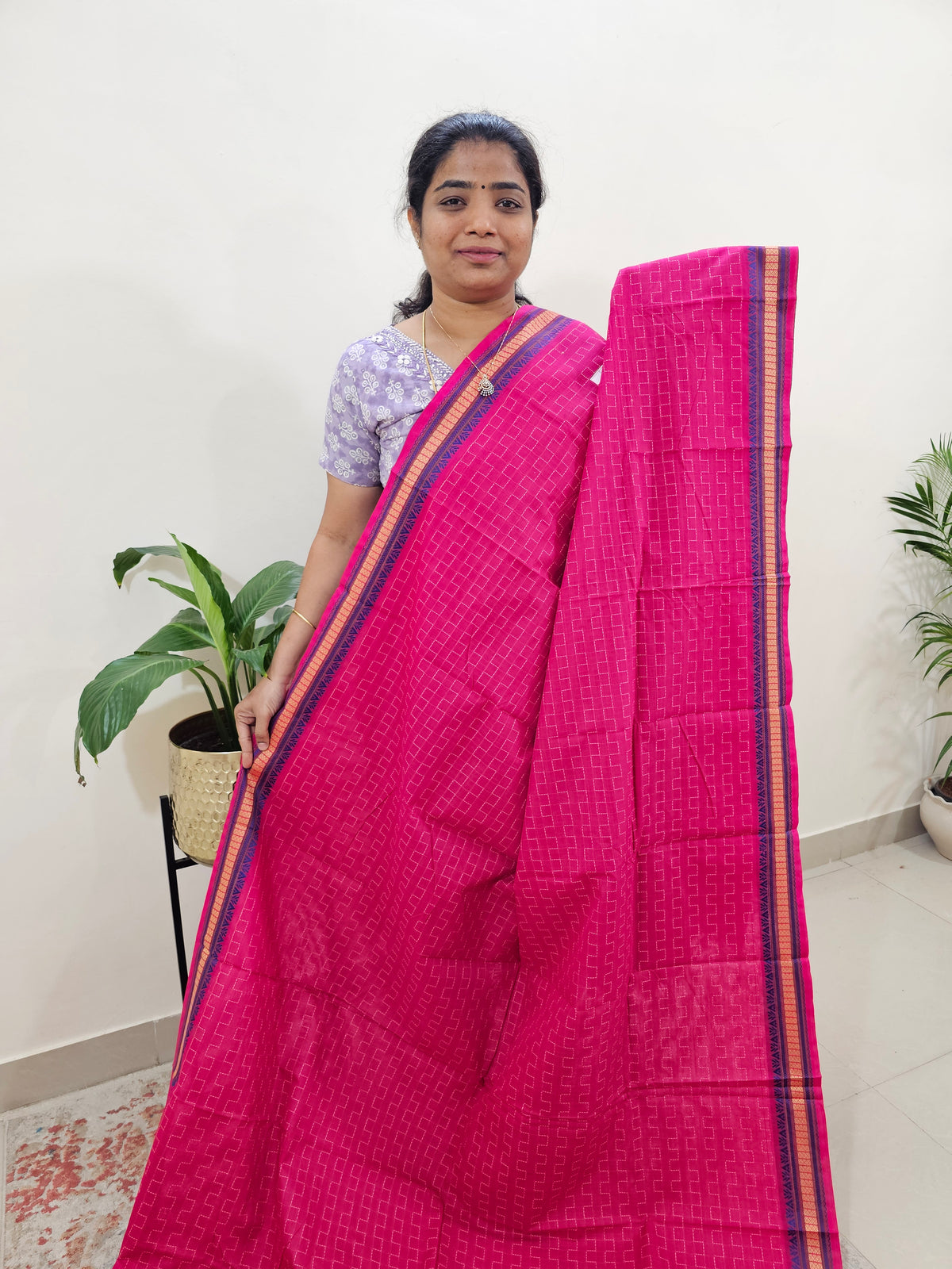 Kanchi Cotton Saree - Pink