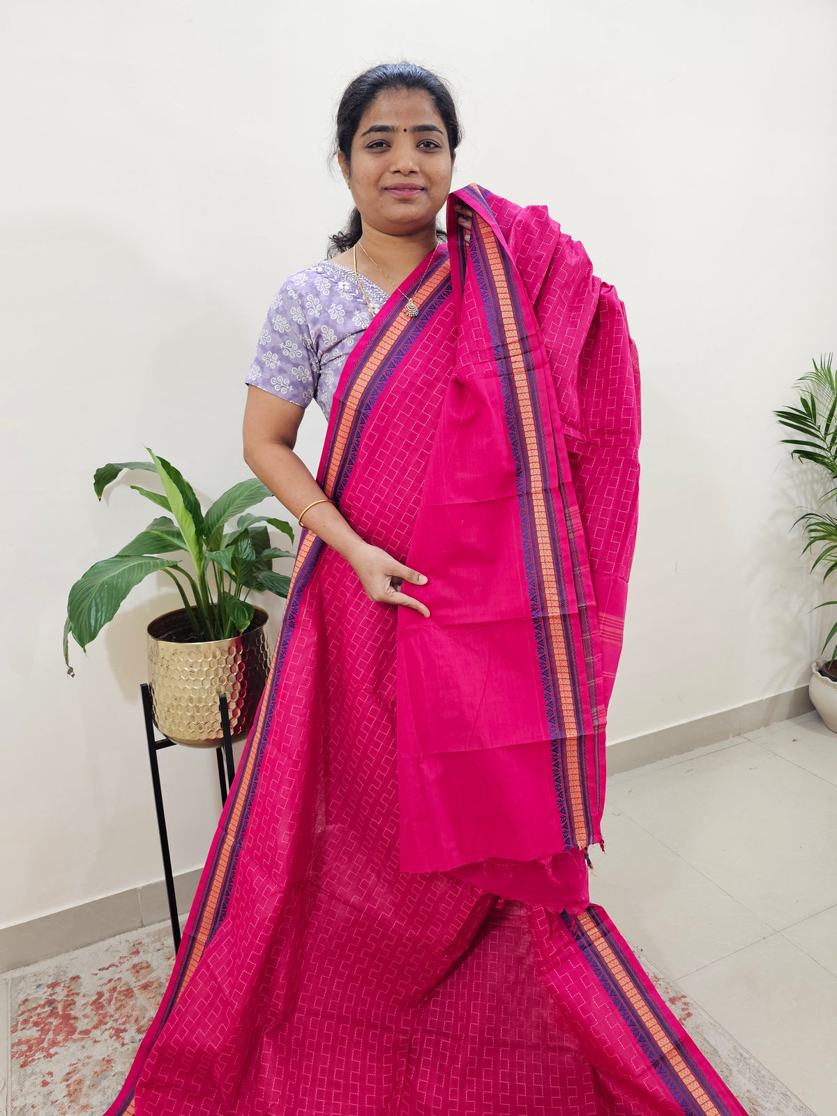 Kanchi Cotton Saree - Pink