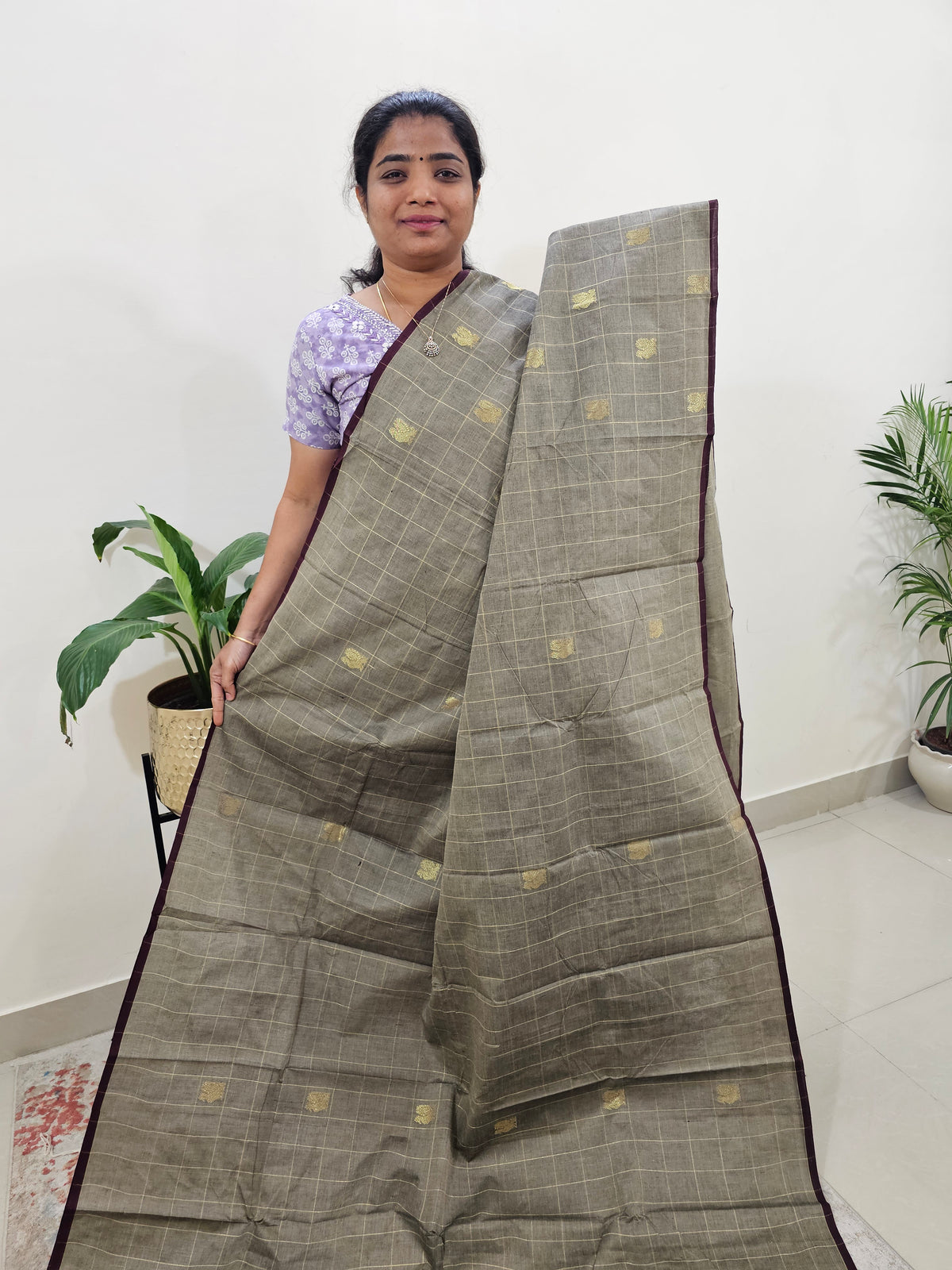 Kanchi Cotton Saree - Grey